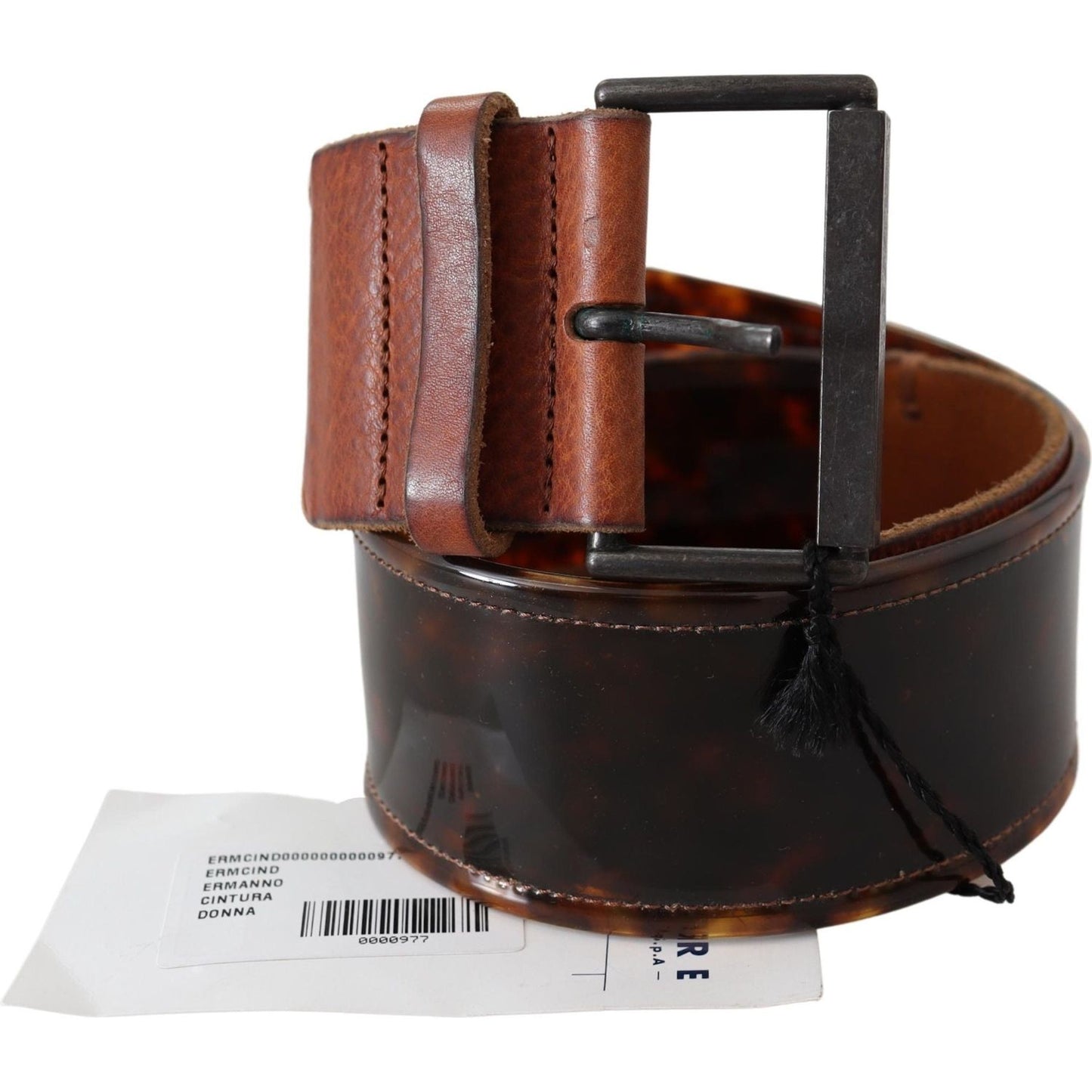 Ermanno Scervino Dark Brown Leather Wide Buckle Belt WOMAN BELTS