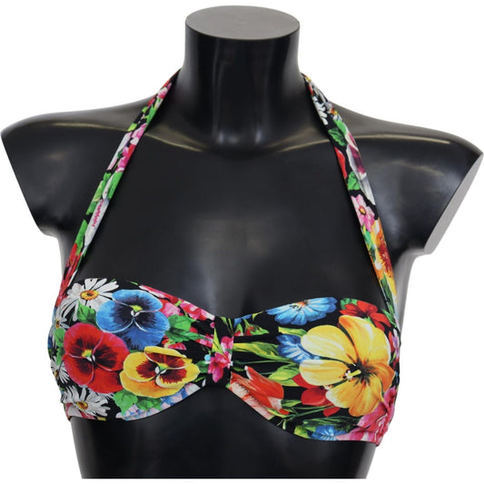 Dolce & Gabbana Floral Elegance High-End Bikini Top Dolce & Gabbana Dark Slate Gray