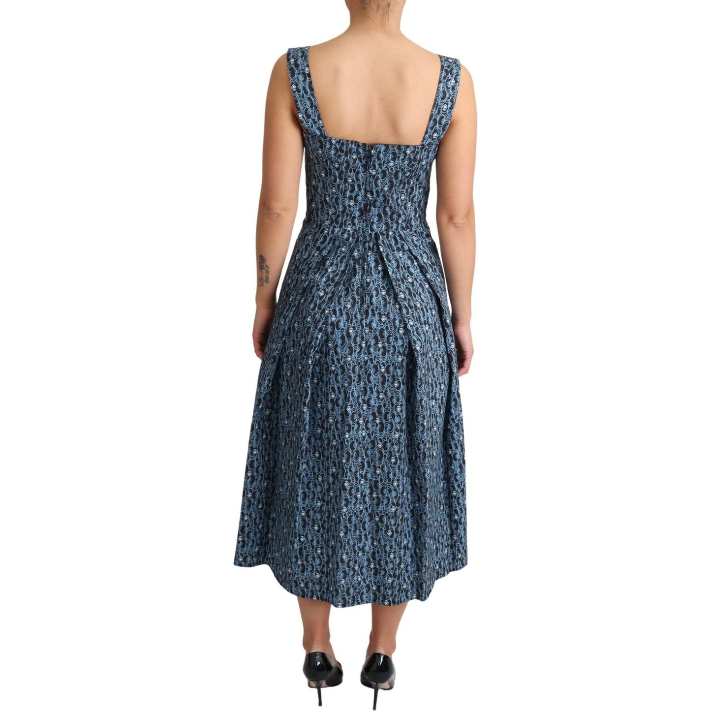 Dolce & Gabbana Blue Heart Cotton A-Line Stretch Dress