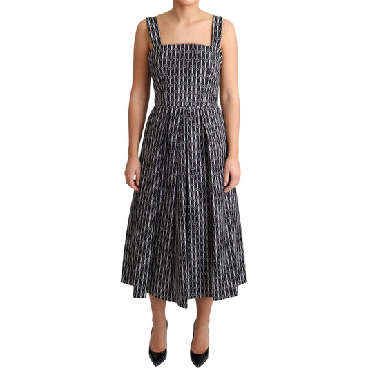 Dolce & Gabbana Elegant Sleeveless Geometric A-line Dress Dolce & Gabbana Tan