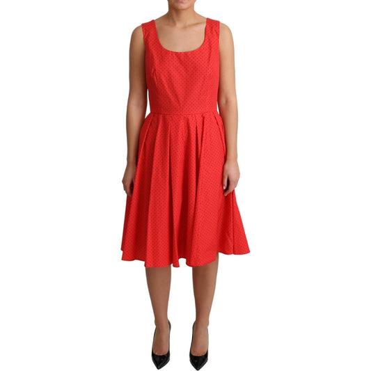 Dolce & Gabbana Red Polka Dotted Cotton A-Line Dress