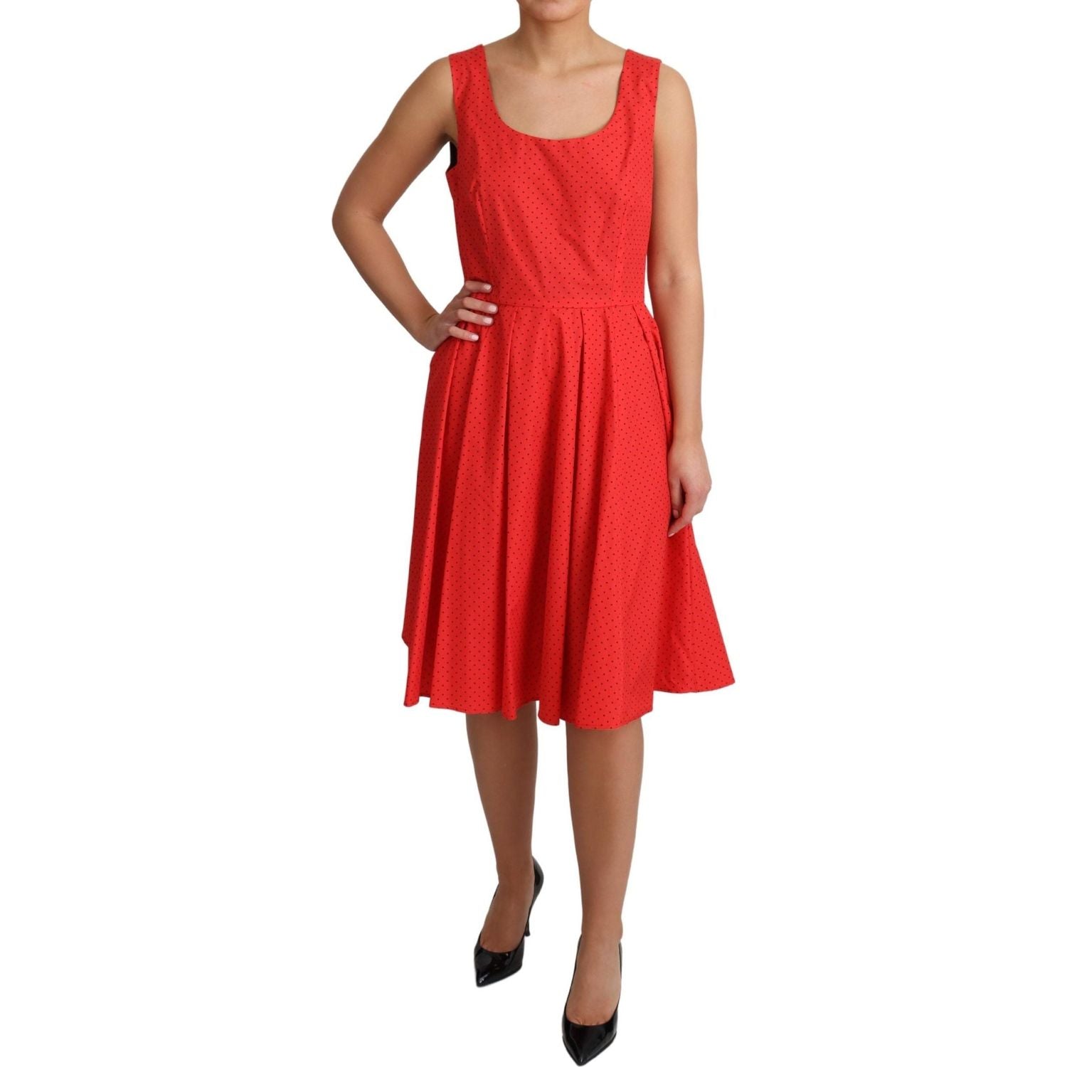 Dolce & Gabbana Red Polka Dotted Cotton A-Line  Dress