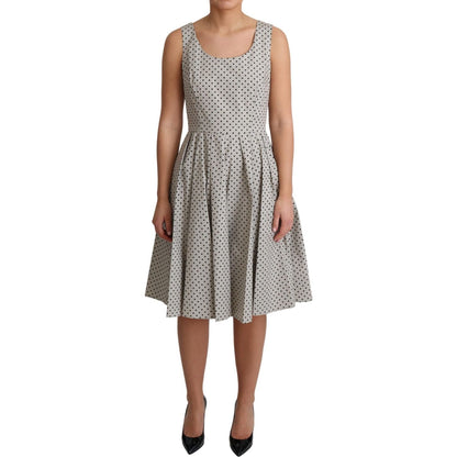 Dolce & Gabbana Beige Polka Dotted Cotton A-Line Dress Dresses