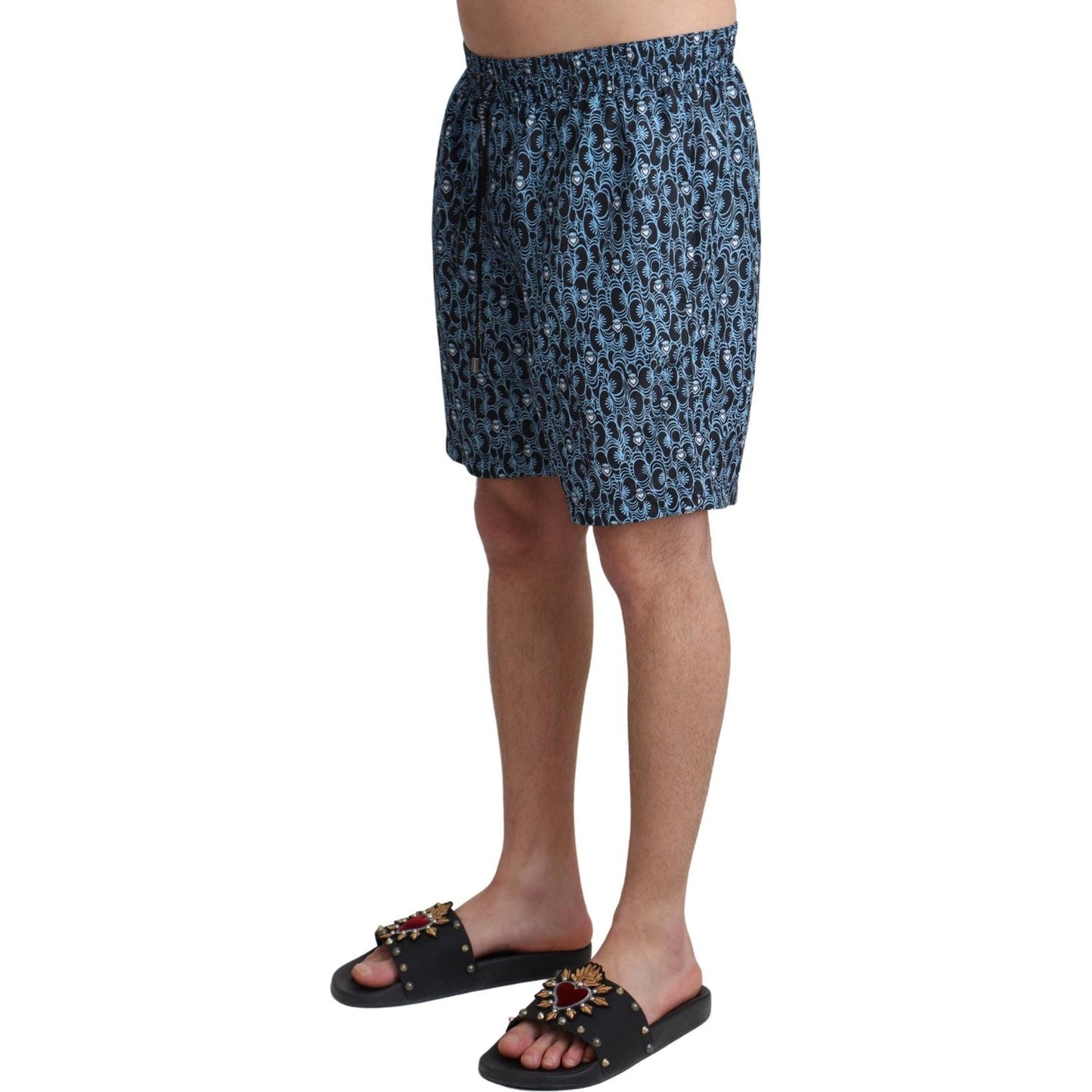 Dolce & Gabbana Blue Patterned Print Beachwear Shorts Swimwear