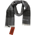 Missoni Gray Striped Wool Unisex Neck Wrap Fringes Scarf