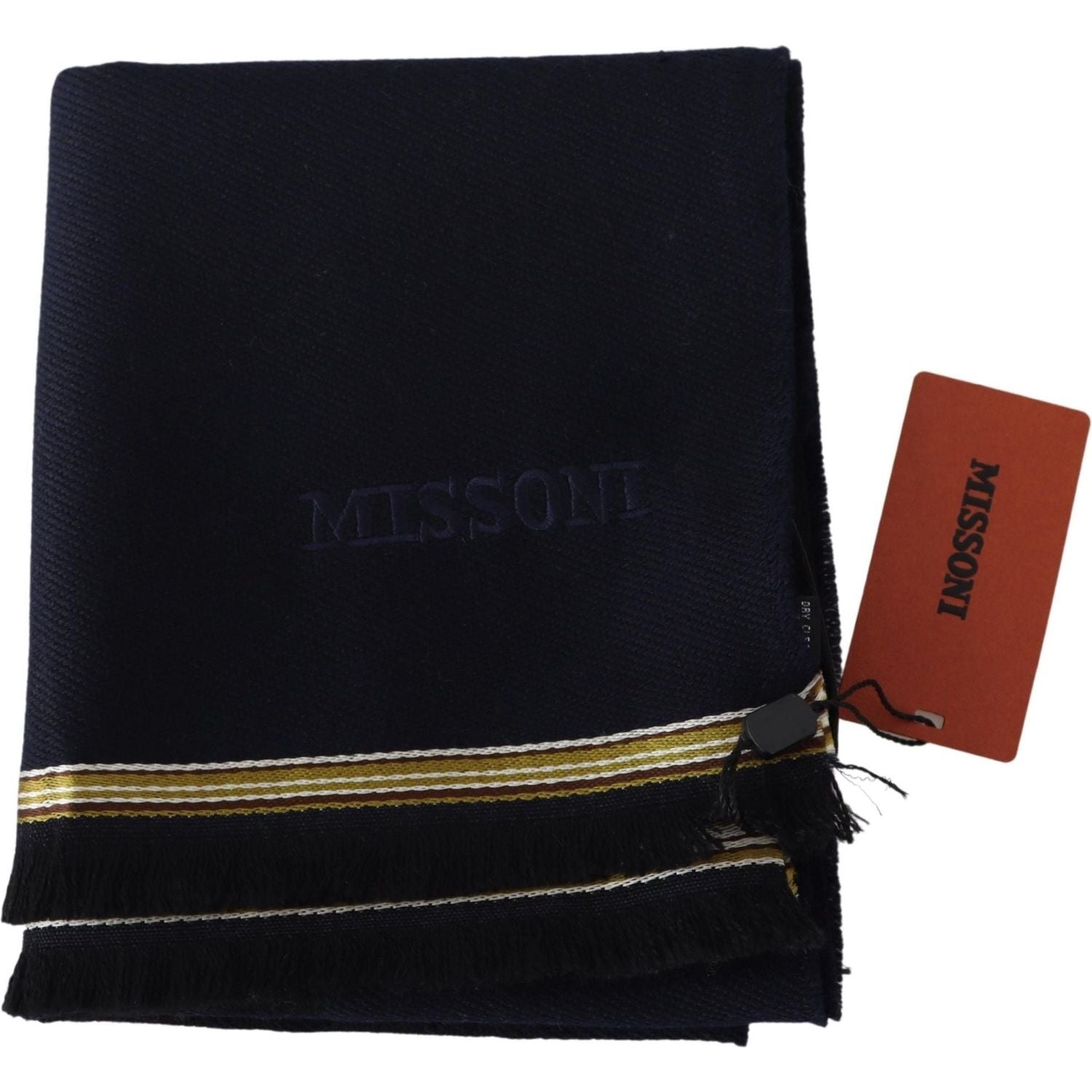 Missoni Black 100% Wool Unisex Neck Wrap Fringes Scarf