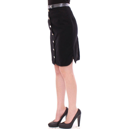 Corrado De Biase Elegant Black Wool-Cotton Blend Skirt Corrado De Biase Dark Slate Gray