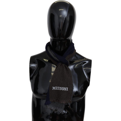 Missoni Multicolor Striped Wool Unisex Wrap Fringes Scarf