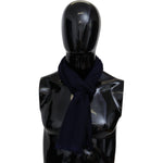 Missoni Elegant Blue Wool Scarf with Embroidered Logo Missoni Black