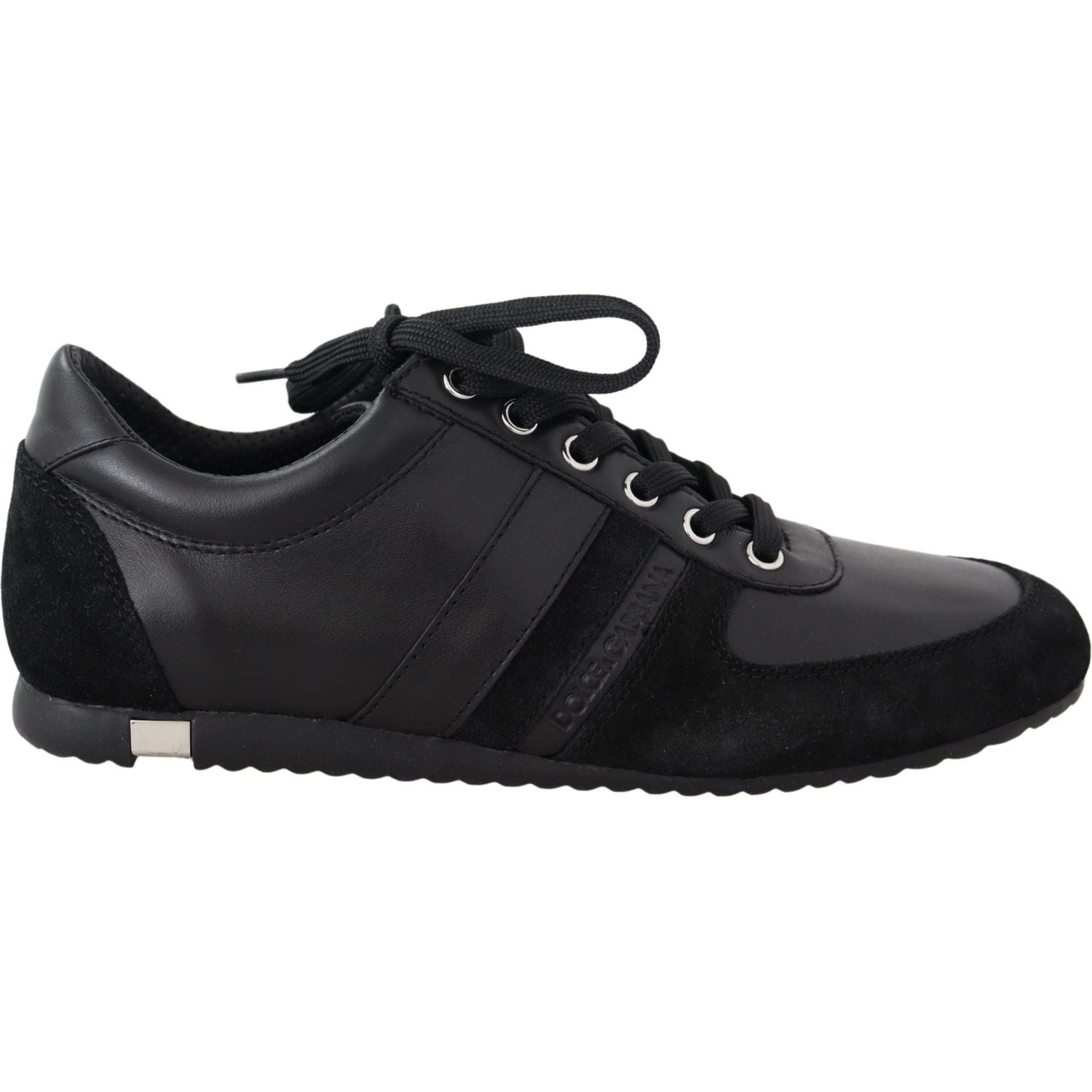 Dolce & Gabbana Black Logo Leather Casual Sneakers Shoes