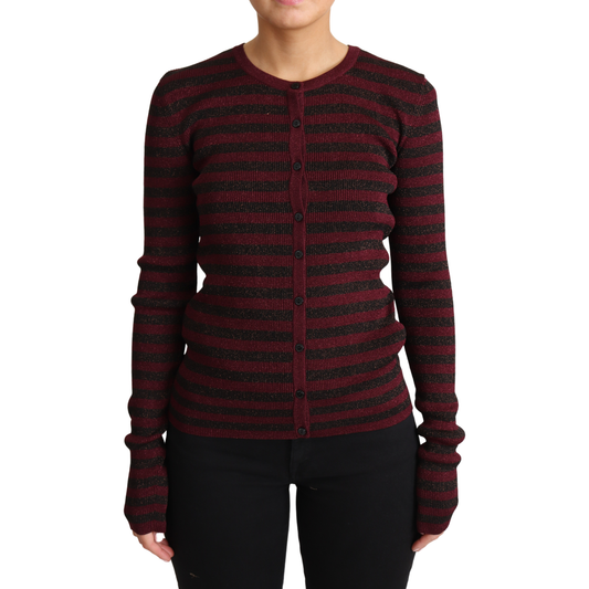 Dolce & Gabbana Elegant Striped Viscose Cardigan Dolce & Gabbana Black