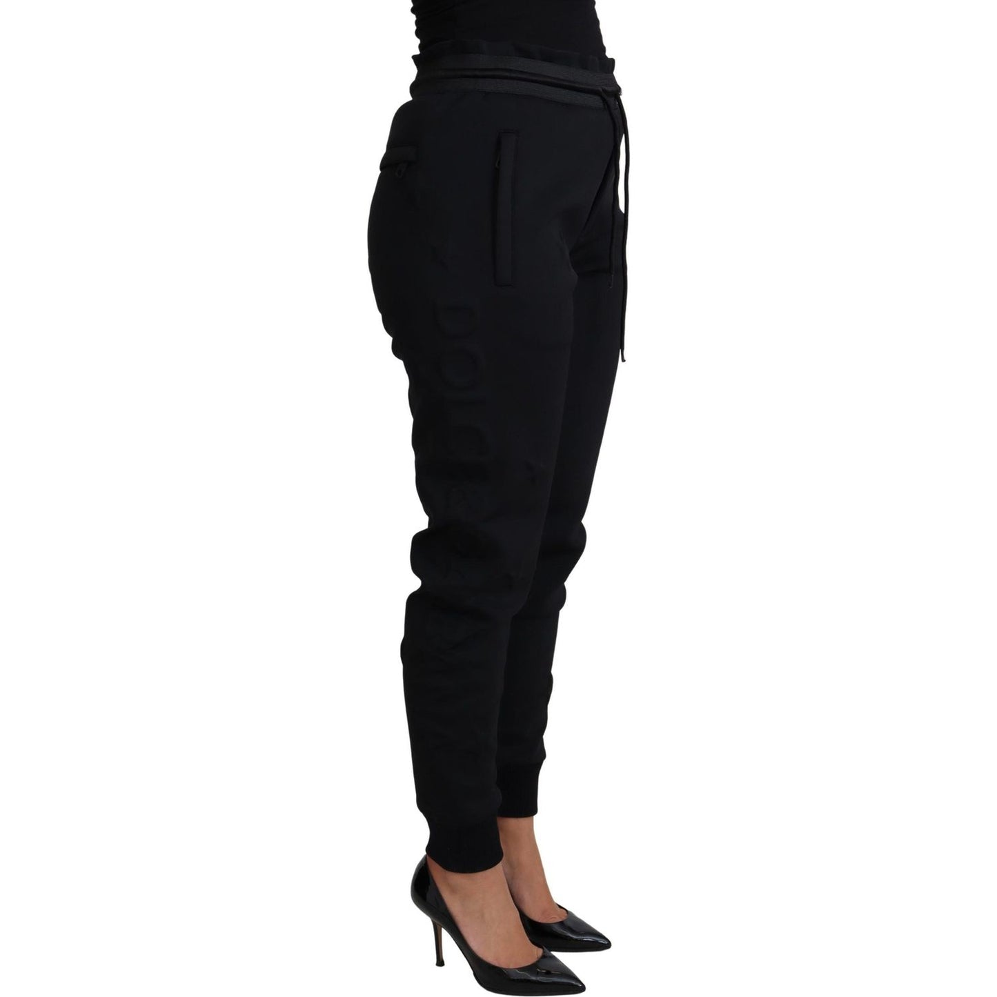 Dolce & Gabbana Black Polyester Neoprene Jogger Trouser Pants