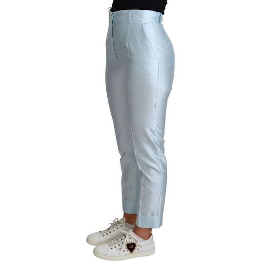 Dolce & Gabbana Elegant High-Waisted Silk Trousers Dolce & Gabbana Dark Gray