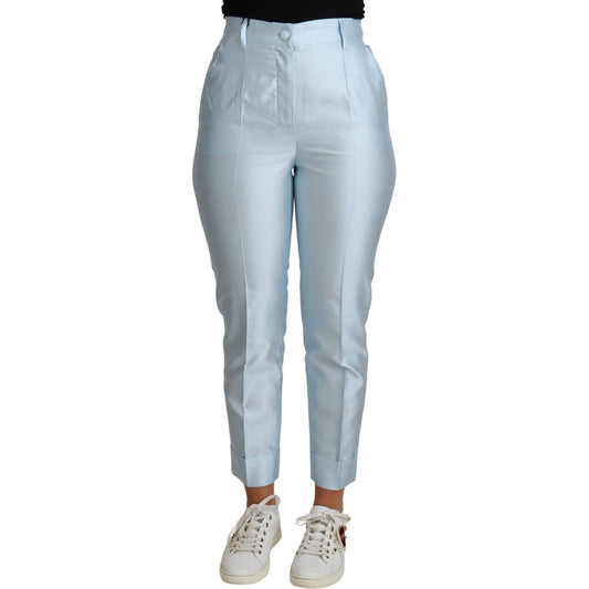 Dolce & Gabbana Elegant High-Waisted Silk Trousers Dolce & Gabbana Dark Gray