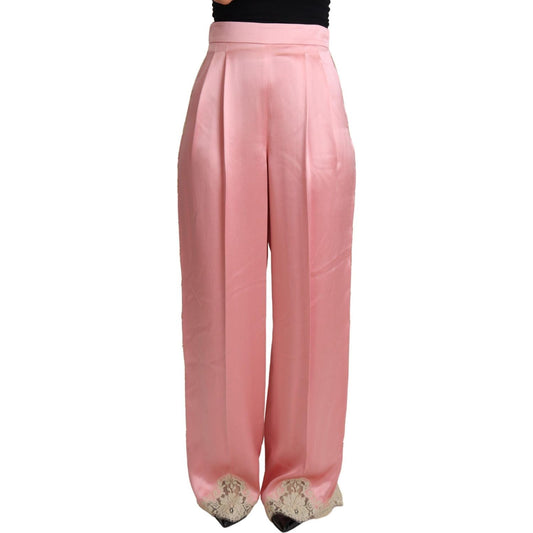 Dolce & Gabbana Silk Blend Satin Wide-Leg Pants in Pink Dolce & Gabbana Rosy Brown