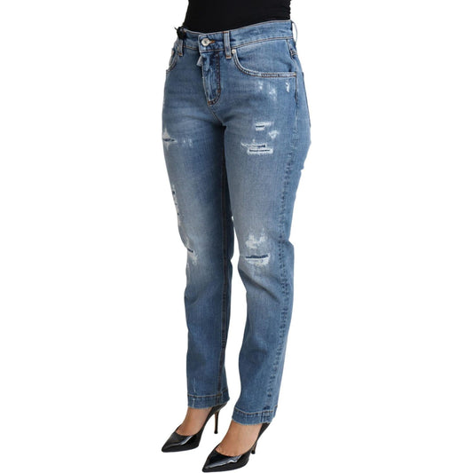 Dolce & Gabbana Chic High-Waisted Tattered Skinny Jeans Dolce & Gabbana Dim Gray