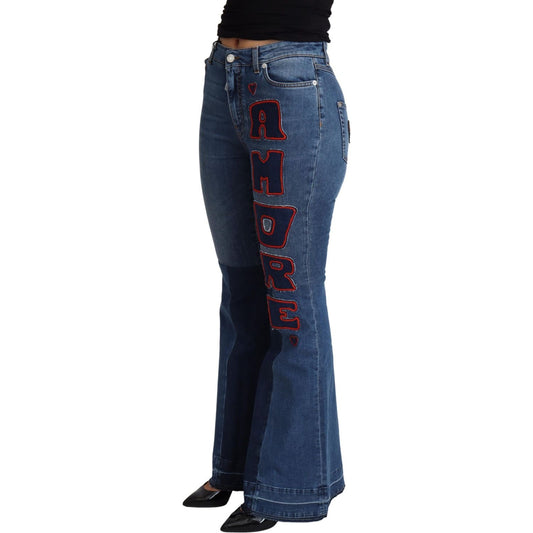 Dolce & Gabbana Elegant Boot Cut Denim Jeans with Amore Patch Dolce & Gabbana Dark Slate Gray