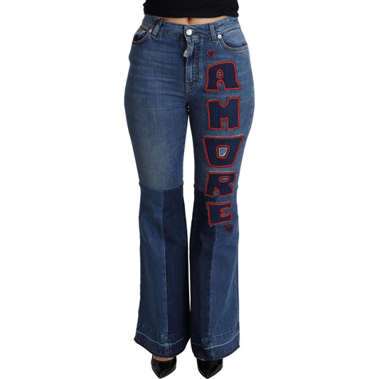 Dolce & Gabbana Elegant Boot Cut Denim Jeans with Amore Patch Dolce & Gabbana Dark Slate Gray