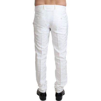 Dolce & Gabbana White Brocade Jaquard Dress Trouser Pants