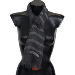Missoni Gray Striped Wool Unisex Neck Wrap Fringes Scarf MS2129BG