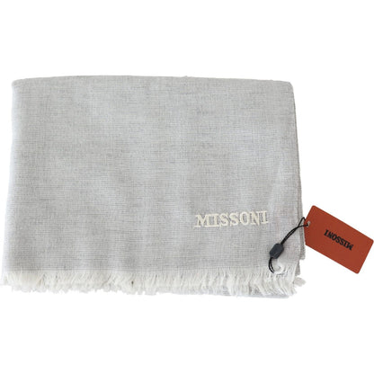 Missoni Gray Wool Knit Unisex Neck Wrap Scarf
