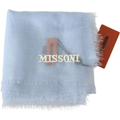 Missoni Light Blue Cashmere Unisex Neck Wrap Scarf