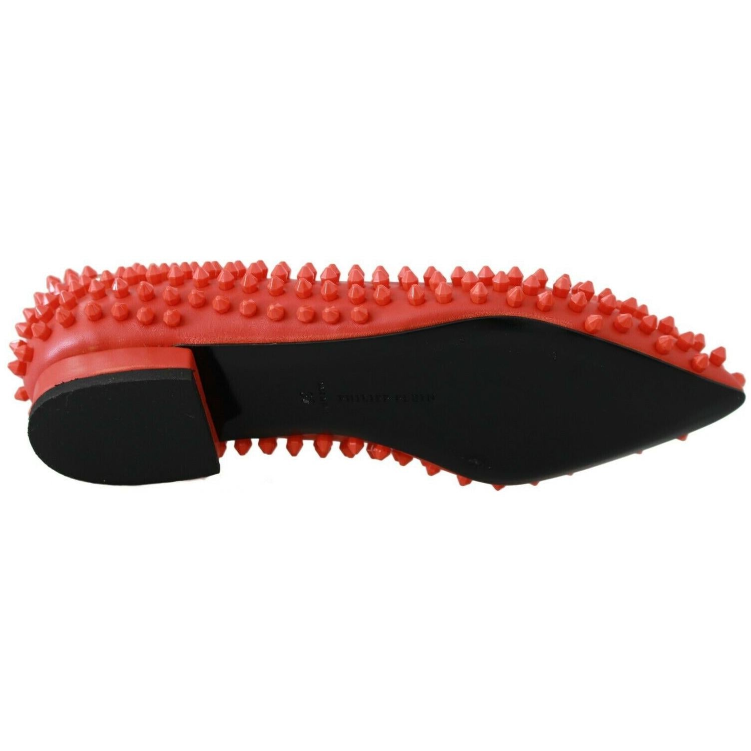 حذاء مسطح من الجلد باللون البرتقالي النابض بالحياة من Philipp Plein