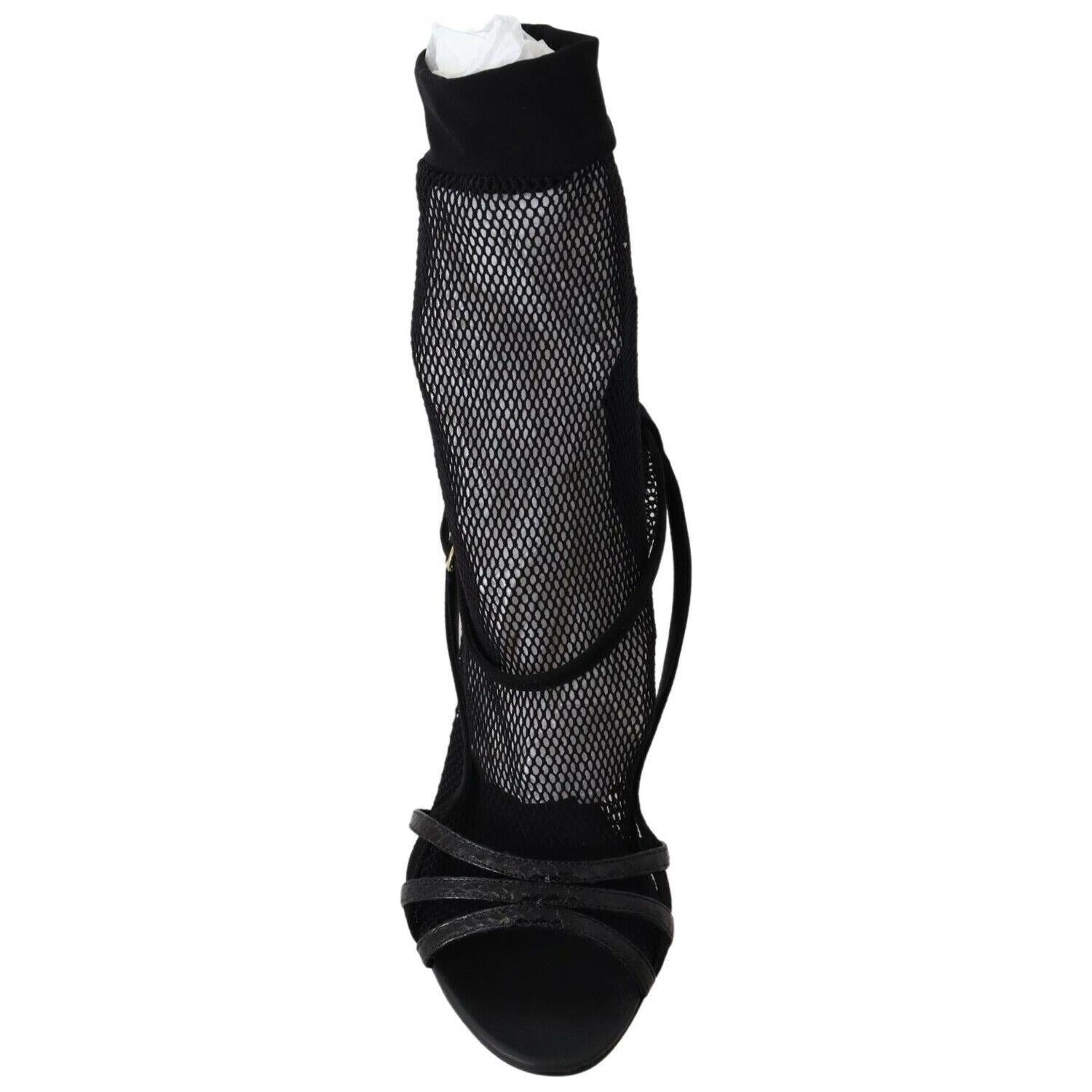 صندل دولتشي آند غابانا الأنيق ذو الكعب العالي باللون الأسود الشبكي