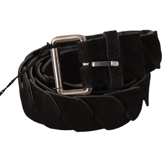 GF Ferre Elegant Black Waist Belt with Metal Buckle MAN BELTS GF Ferre Black