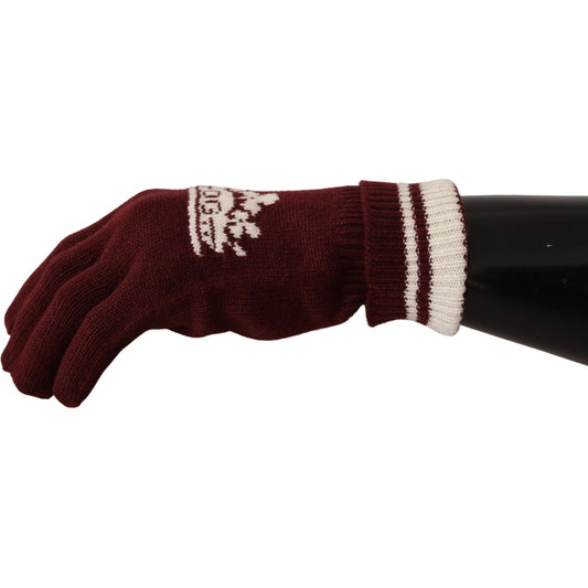 Dolce & Gabbana Elegant Red Cashmere Gloves with Crown Motif Dolce & Gabbana Black