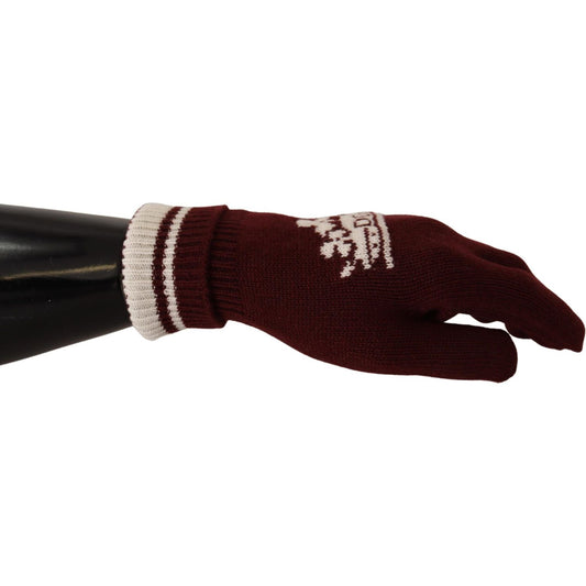 Dolce & Gabbana Elegant Red Cashmere Gloves with Crown Motif Dolce & Gabbana Black