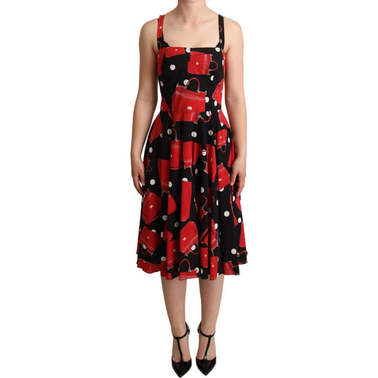 Dolce & Gabbana Sicilian Bag Print Sleeveless Midi Dress WOMAN DRESSES Dolce & Gabbana Sienna
