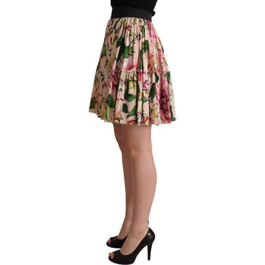 Dolce & Gabbana Elegant Floral Silk High Waist Mini Skirt Dolce & Gabbana Dim Gray