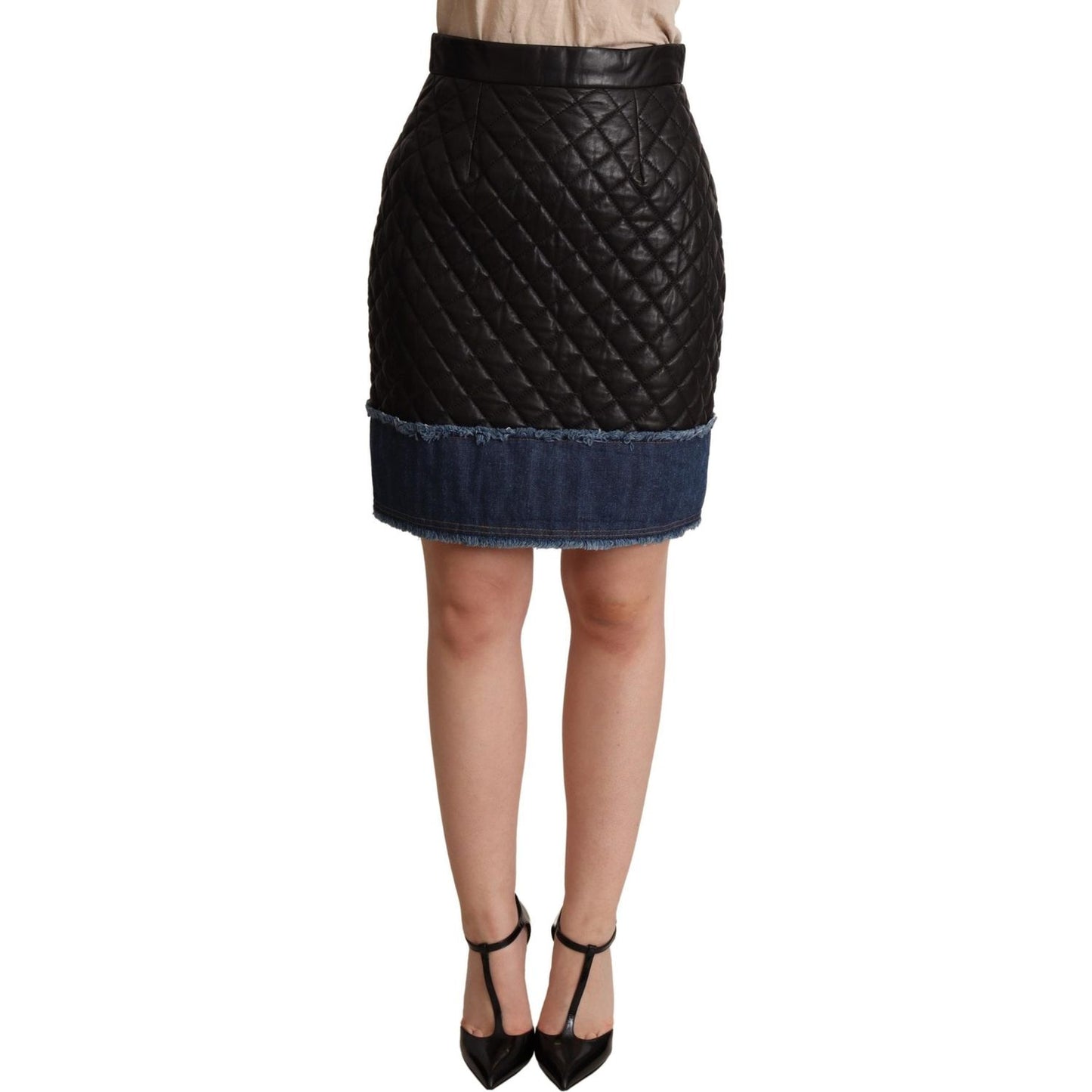 Dolce & Gabbana Black Quilted Leather Mini Skirts WOMAN SKIRTS