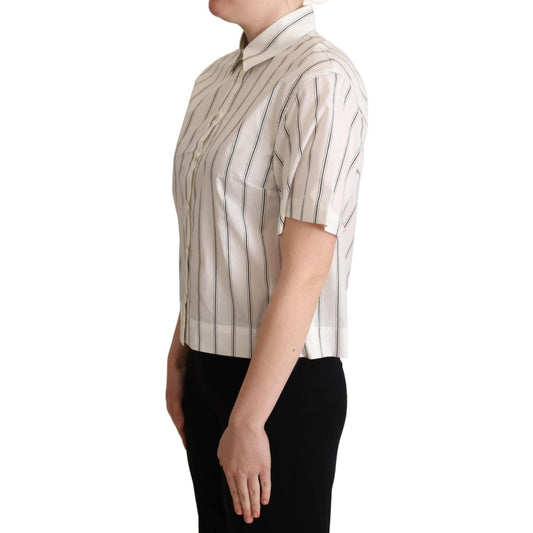 Dolce & Gabbana Elegant Striped Cotton Polo Top Dolce & Gabbana Gray