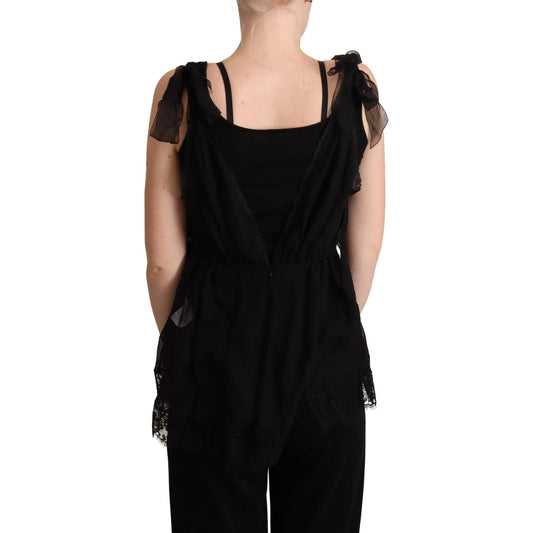 Dolce & Gabbana Lustrous Silk-Blend Lace Trim Camisole Dolce & Gabbana Tan