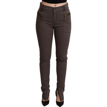 PLEIN SUD Brown Cotton Stretch Skinny Denim Jeans
