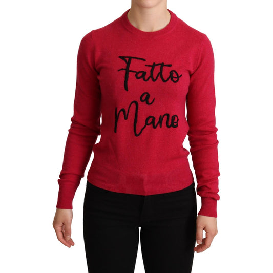 Dolce & Gabbana Chic Pink Cashmere Blend Crewneck Pullover Dolce & Gabbana Brown