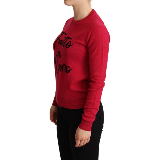 Dolce & Gabbana Chic Pink Cashmere Blend Crewneck Pullover Dolce & Gabbana Brown