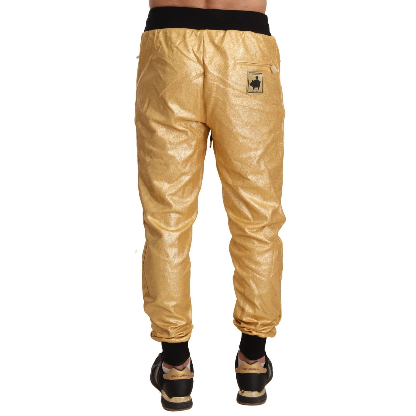 Dolce & Gabbana Gold Pig Of The Year Cotton Trousers Pants