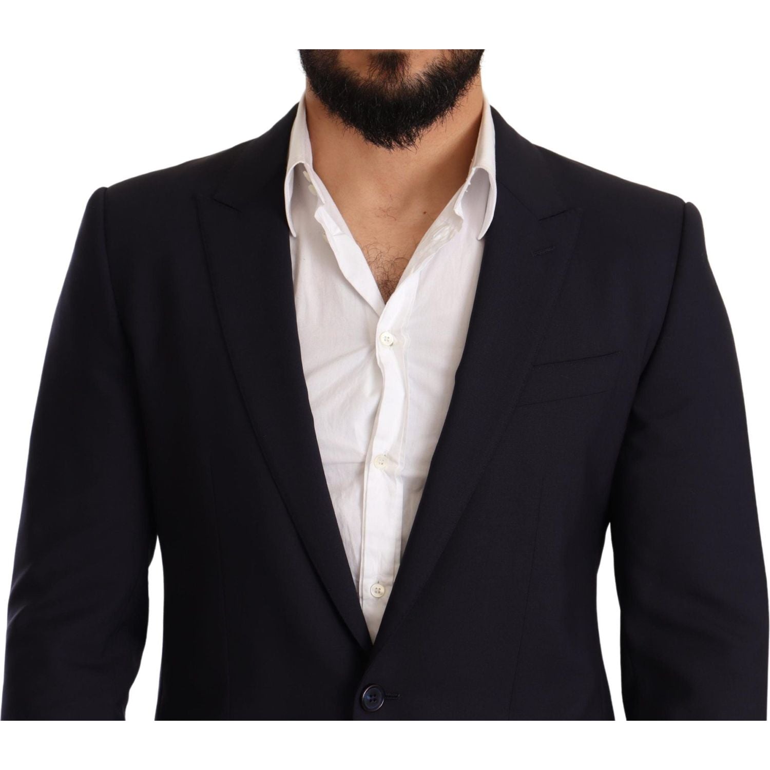 Dolce & Gabbana Navy Blue Wool Slim Fit MARTINI Blazer