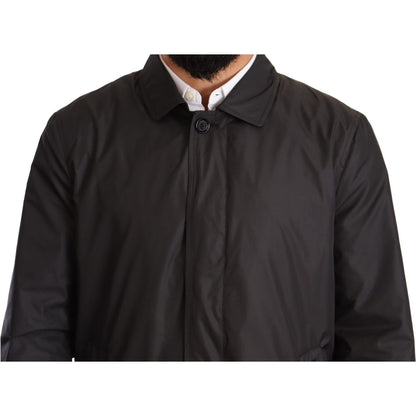 Dolce & Gabbana Black Polyester Mens Trench Coat Jacket