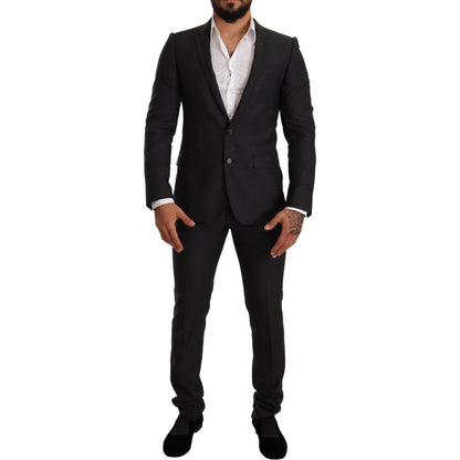 Dolce & Gabbana Gray Wool MARTINI Slim Fit Set Suit Suit