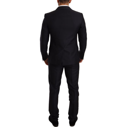 Dolce & Gabbana Blue Pattern MARTINI SLIM FIT 2 Piece Suit Suit