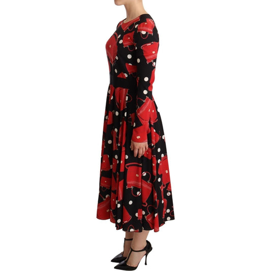 Dolce & Gabbana Elegant Sicily Print Flared Midi Dress WOMAN DRESSES Dolce & Gabbana Pale Violet Red