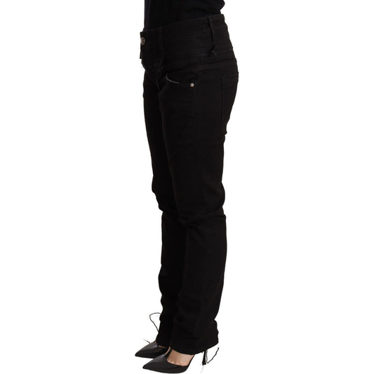 Acht Chic Low Waist Skinny Black Denim WOMAN TROUSERS Acht Black