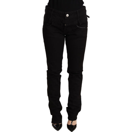 Acht Chic Low Waist Skinny Black Denim WOMAN TROUSERS Acht Black