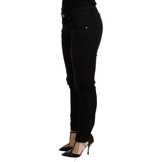 Acht Elegant Slim Fit Black Denim WOMAN TROUSERS Acht Black