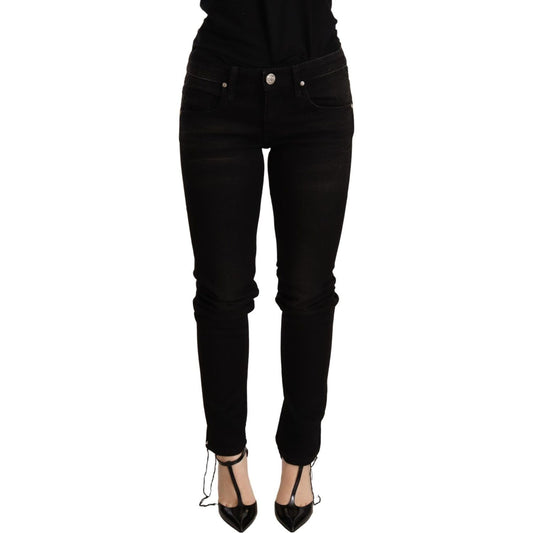 Acht Elegant Slim Fit Black Denim WOMAN TROUSERS Acht Black