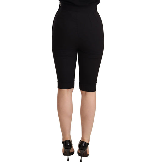 Dolce & Gabbana Elegant High Waist Black Wool Shorts Shorts Dolce & Gabbana Rosy Brown